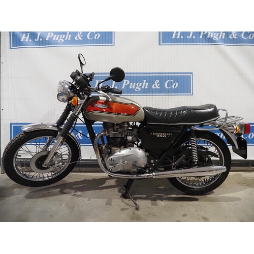 759 - Triumph Bonneville 750cc motorcycle. 1980 with electric start. Runs and rides. bike was recommission... 