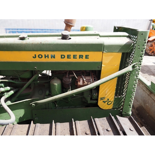 146 - John Deere 420 Petrol crawler c/w Holt blade and Gearomatic model A winch.  SN-100167