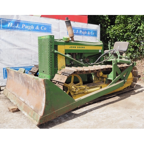 146 - John Deere 420 Petrol crawler c/w Holt blade and Gearomatic model A winch.  SN-100167