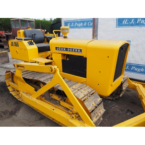 150 - John Deere 350 crawler. 3244 hours showing, c/w front angle blade, PTO and drawbar. Runs. SN-041725.... 