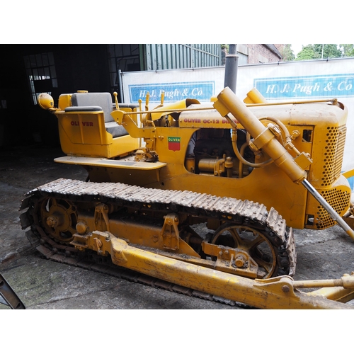 144 - Oliver OC-12 crawler, 6 Cylinder engine, c/w front blade and drawbar.  Runs. Model No-0012-60-D. SN-... 