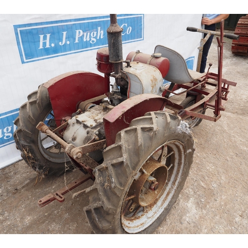 130 - Gunsmiths 3 wheel tractor with JAP engine, 3 point linkage, c/w spare spade lug wheels.