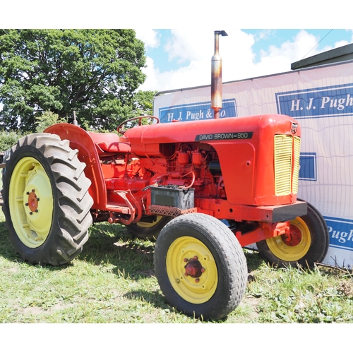 185 - David Brown 950 tractor. Runs. c/w pulley. Reg SBL436