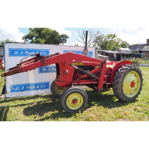 186 - David Brown 990 implematic tractor, with loader. Runs and drives. Reg ACC953B.