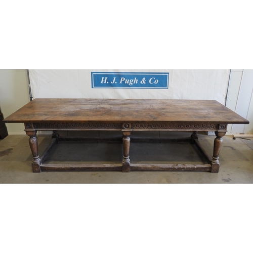 156 - Large oak carved dining table 120x42