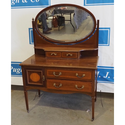 186 - Mahogany inlaid dressing table 61x42