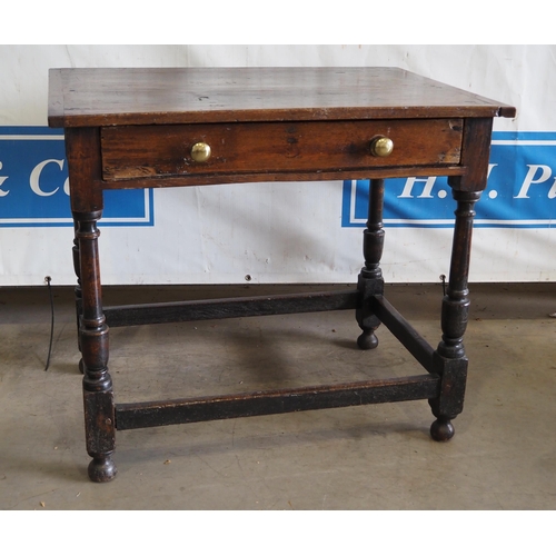 122 - Oak hall table with single drawer 35x24