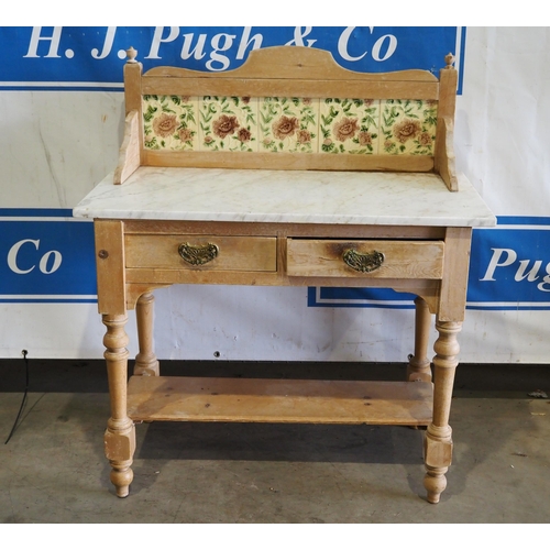 98 - Pine washstand with marble top 41x36