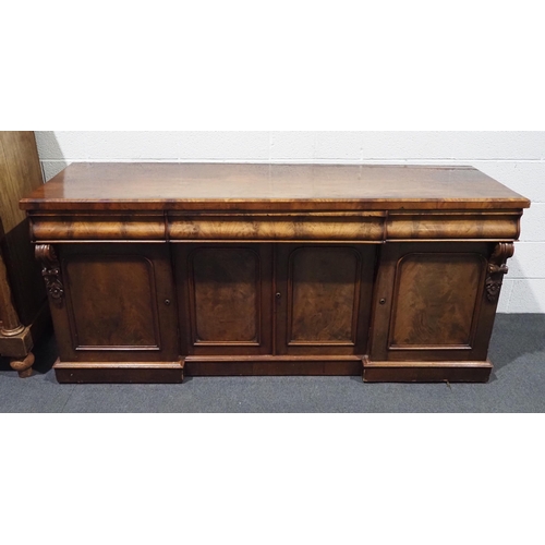 179 - Walnut sideboard with 3 drawers and 4 doors 36 x 78