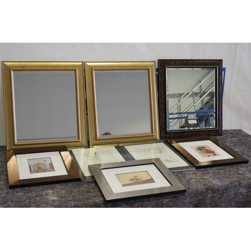 236 - 3 - Framed mirrors and 5 Framed prints