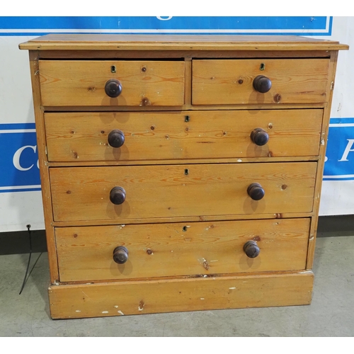 145 - Pine chest of 2 short and 3 long drawers 36 x 38