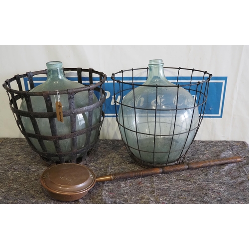 237 - 2- Large glass jars in metal cages