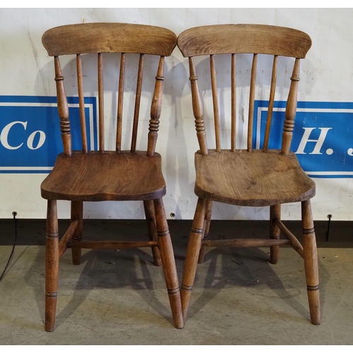 87 - 2- Elm stick back kitchen chairs