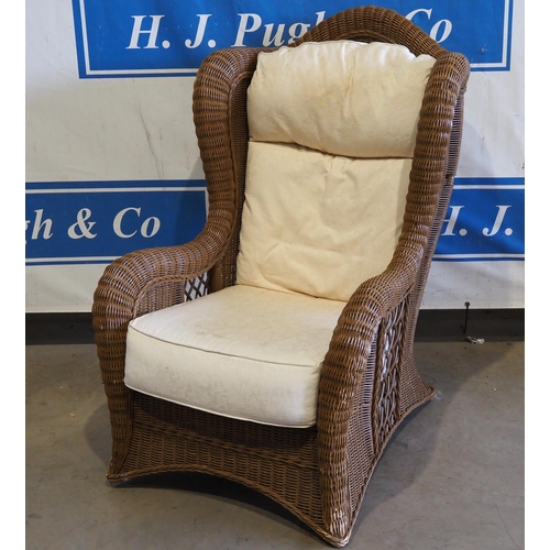 85 - Rattan high back armchair