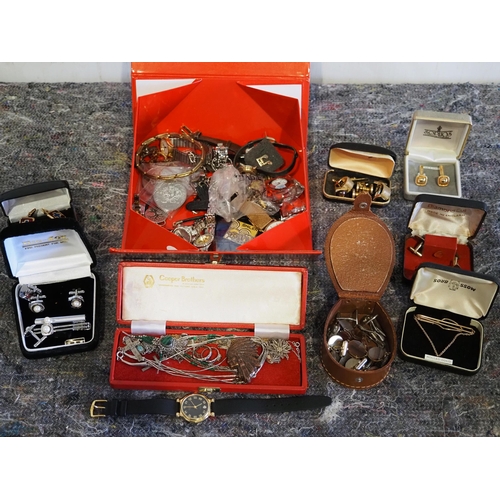 398 - Assorted jewellery, some silver items, Curtis watch etc.