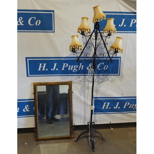 233 - Standard lamp and Gilt framed mirror