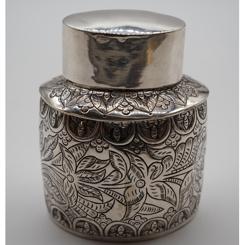 304 - Silver tea caddy. Approx 102g