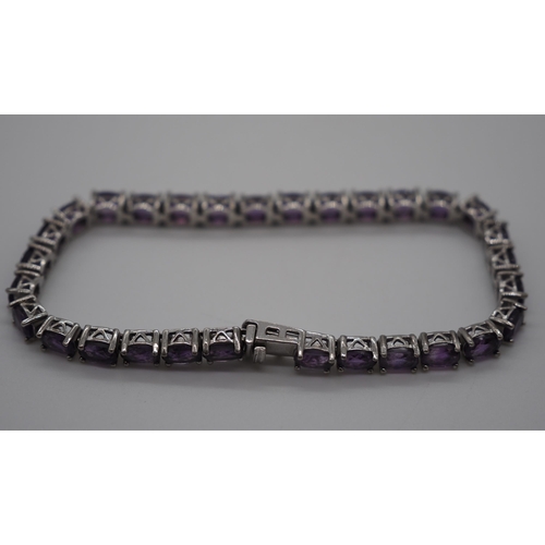 338 - Silver amethyst bracelet