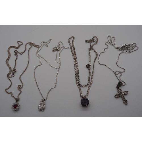 339 - 4- Silver pendants on silver chains