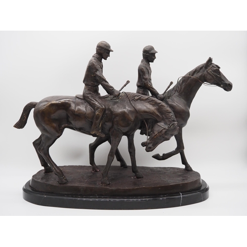 342 - Bronze sculpture of Racehorses and Jockeys signed Fremiet 20 x 14 1/2