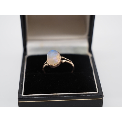 393 - 9ct gold opal ring, shank needs repair approx 1.7g total weight