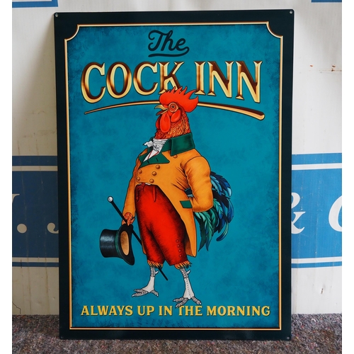 942 - The Cock Inn tin sign. 28 x 20