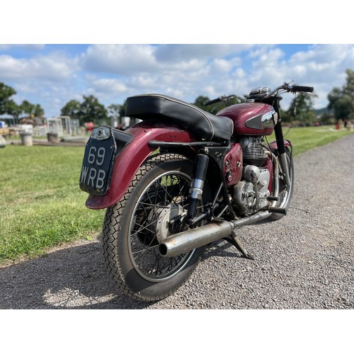 802 - Royal Enfield Super Meteor motorcycle. 1959. Needs recommissioning. C/w parts books. Registration do... 