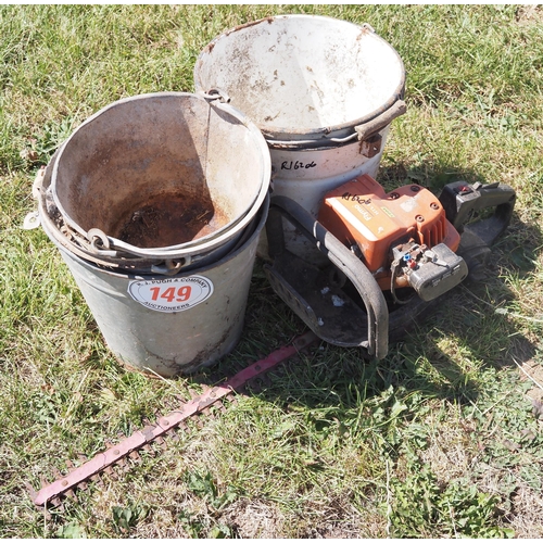 149 - Galvanised buckets and hedgecutter