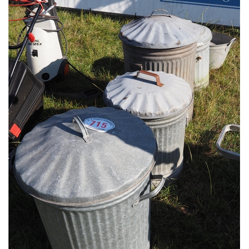 715 - Galvanised dustbins