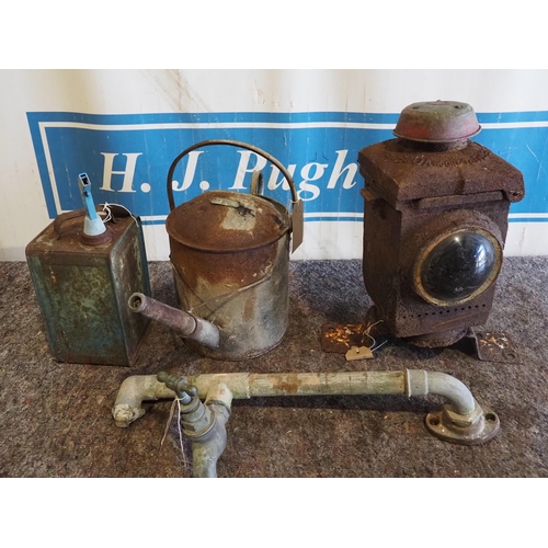 797 - Vintage railway lantern, watering can etc