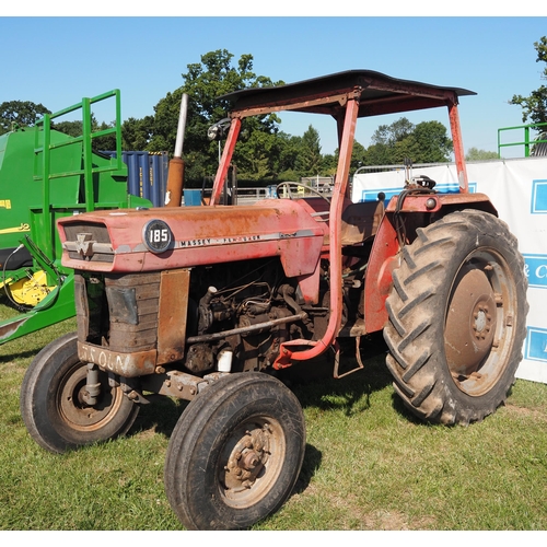 1299 - Massey Ferguson 185 tractor 9074hrs. Safety frame.  Runs and drives Reg SCJ 506N.