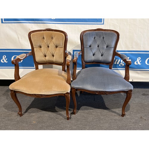 506 - 2 Upholstered button back bedroom chairs