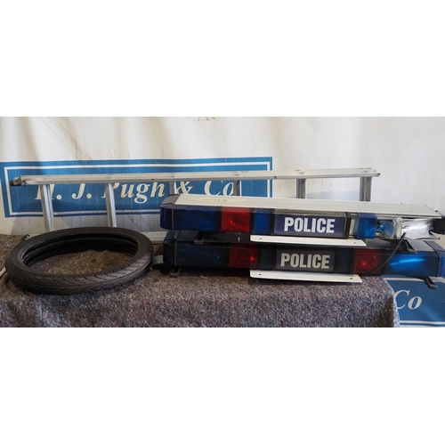 237 - Police beacons, aluminium ladder and tyres