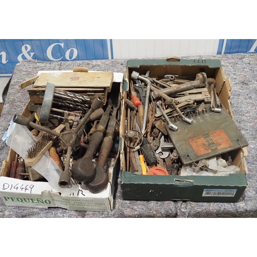 371 - Spanners, drill bits and spider brace etc.