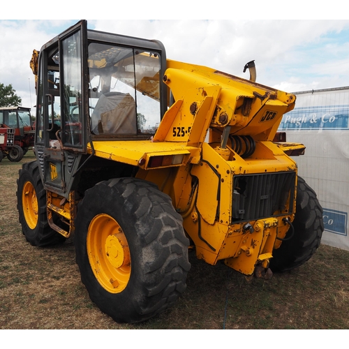 434 - JCB 525-58 Farm Special loader. 7981 hours recorded. Runs.  Reg J422 TAJ. V5