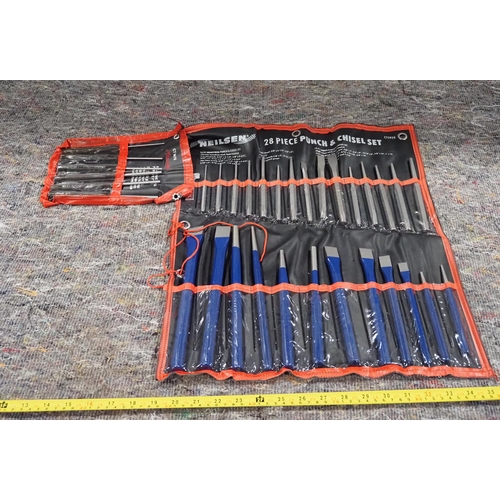 1535 - 2 - Chisel and punch sets, 28 piece and 6 piece