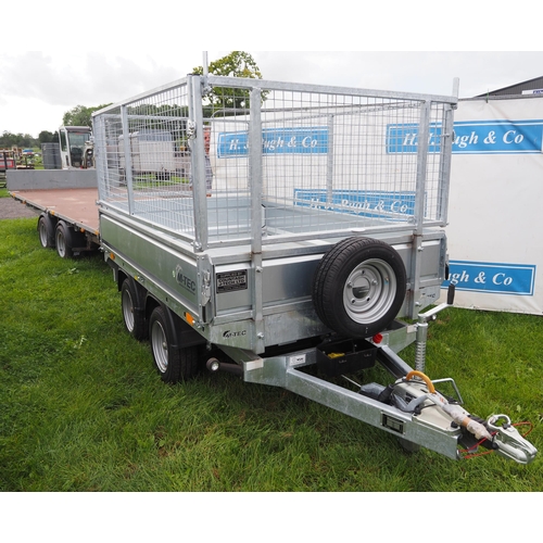 2042 - M-Tec 2.5m x 1.5m tandem axle tipping trailer with mesh sides. Unused