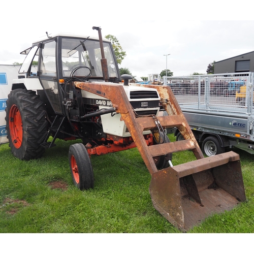 2043 - David Brown 1490 tractor with David Brown loader. Runs and drives. Showing 4805 hours. Logbook, WYA ... 