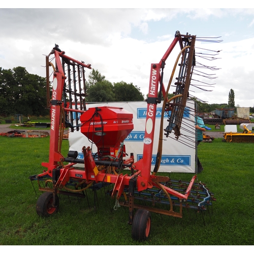 2154 - Opico 6m grass harrow with Air 8 seeder. Plate and manual in office