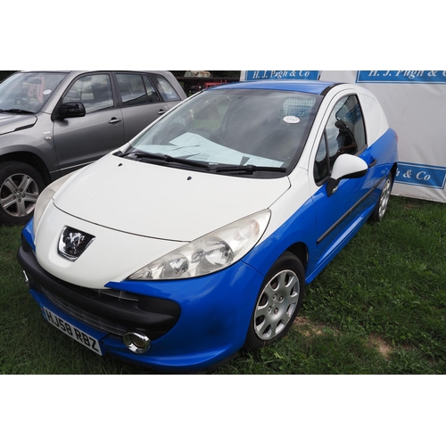 2250 - Peugeot 207 Van. MOT 4/10/22. 168000 miles. Runs and drives. Reg. HJ58 RBZ. V5. Key in office