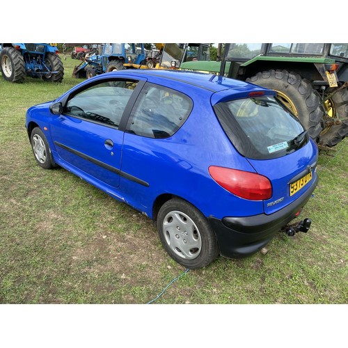 431A - Peugeot 206 3 door hatchback. Runs. 51000 miles. No MOT. Reg S373 DTA.