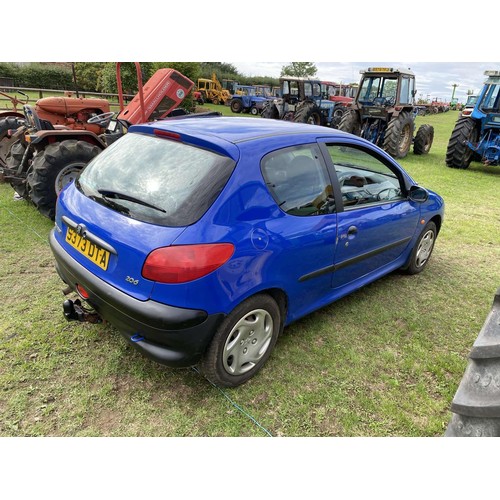 431A - Peugeot 206 3 door hatchback. Runs. 51000 miles. No MOT. Reg S373 DTA.