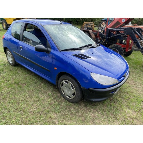 431A - Peugeot 206 3 door hatchback. Runs. 51000 miles. No MOT. Reg S373 DTA.