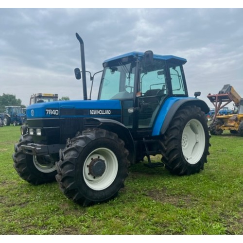 447 - New Holland 7840 tractor. 8501 hours showing.  Runs. Reg N787EWC. V5.