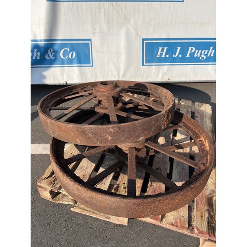 936 - Pair of cast spoke wheels