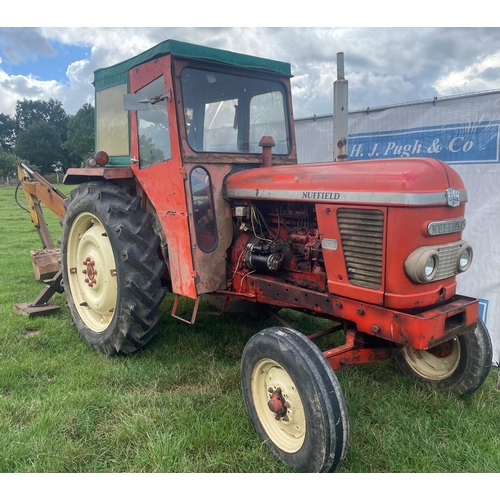 120 - Nuffield 4/65 tractor. Runs & drives, showing 5266 hours, fitted with Lambourne cab, front weight ca... 