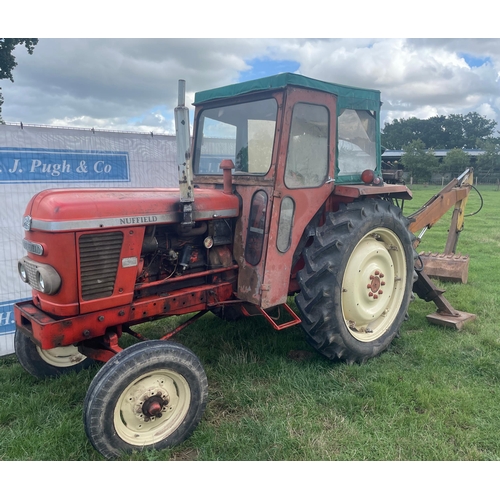 120 - Nuffield 4/65 tractor. Runs & drives, showing 5266 hours, fitted with Lambourne cab, front weight ca... 