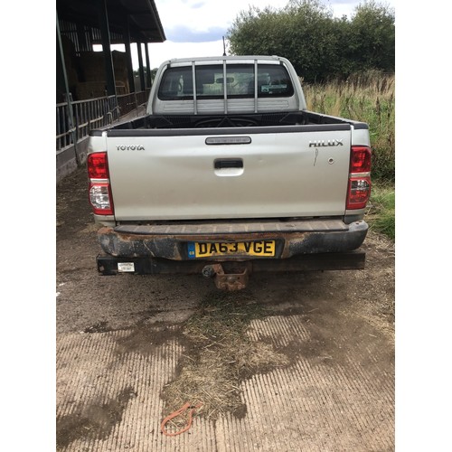 123 - Toyota Hilux work cab pickup, 140,000 miles, MOT Feb 23. Reg. DA63 VGE