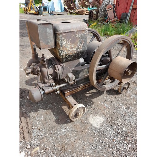 764 - Ruston Hornsby AP 10HP stationary engine, high tension ignition with starting handle. Working order.