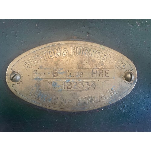751 - Ruston Hornsby HRE engine. Size 6. No. 182334. Made in Lincoln, England. C/w Metropolitan Vickers ge... 